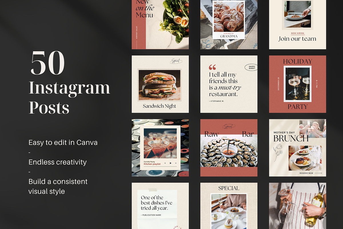 Restaurant Instagram Kit | Canva, a Social Media Template by Rose & Co. (Photo 2 of 6)