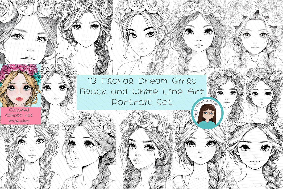 Black and White Line Art Portraits, a Graphic by Cute Little Workshop (Photo 1 of 4)
