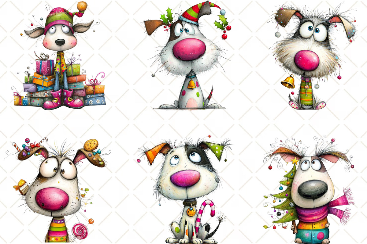 Christmas Dog Clipart, an Illustration by Black Bird Studio (Photo 3 of 6)