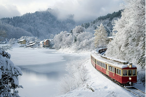 Scenic Winter Train Journey Through, a Transportation Photo by Lermont51