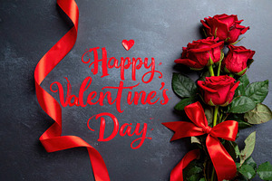 Happy Valentine’s Day with roses and ribbon, a Holiday Photo by Davizro's Market