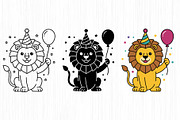 Party Lion Vector Trio Pack, an Object Graphic by Artonix (Thumbnail 2 of 3)