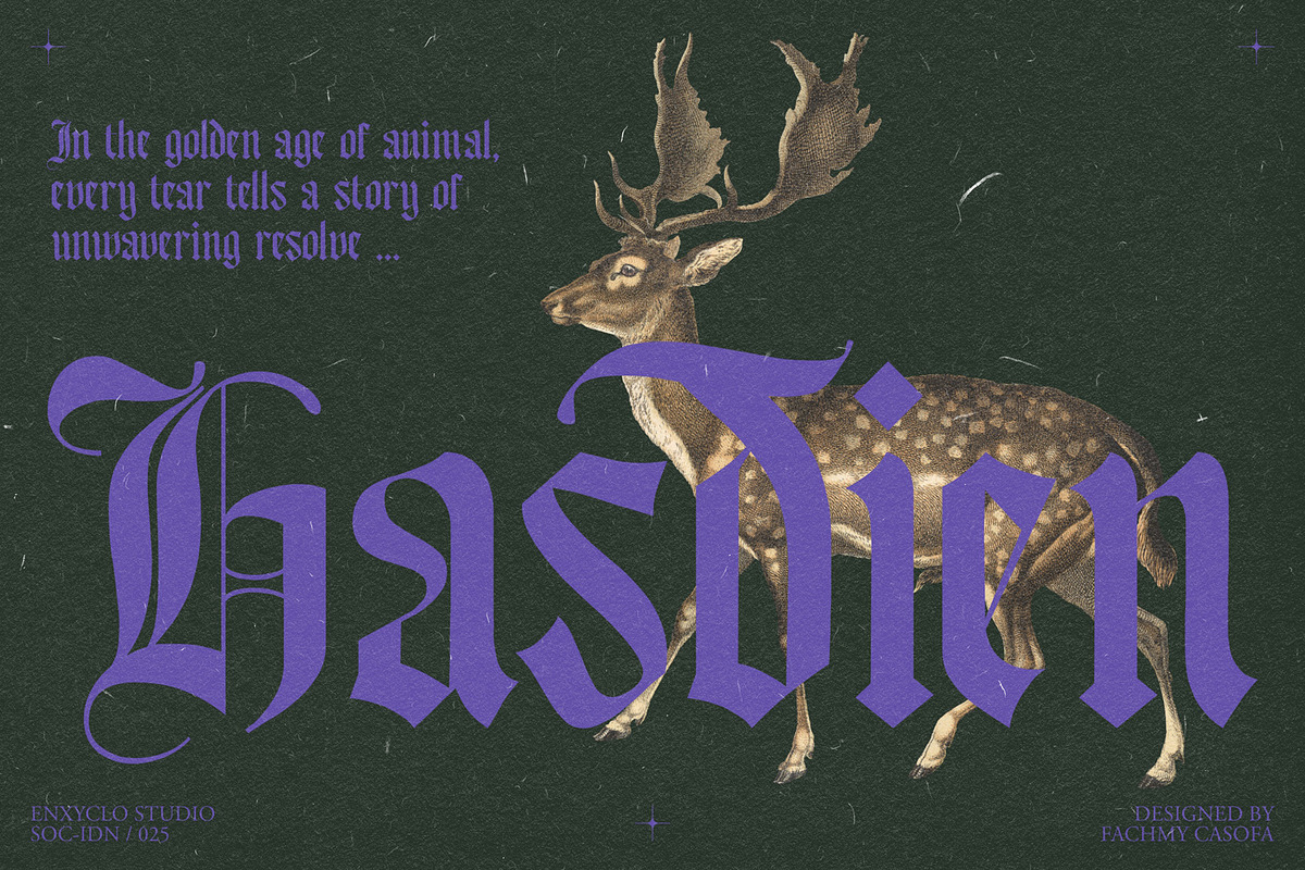 Bageshron Blackletter Font Family, a Blackletter Font by Enxyclo Studio (Photo 15 of 27)