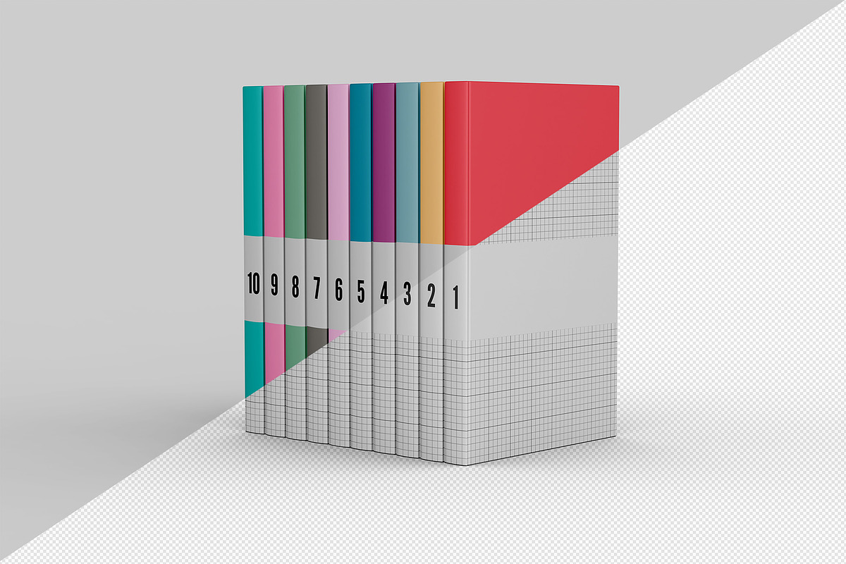 Books Set Mockup - 10 views, a Books & Magazine Mockup by Illusiongraphic (Photo 12 of 21)