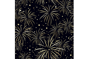 Fireworks explosion seamless pattern, an Object Illustration by Toltemara