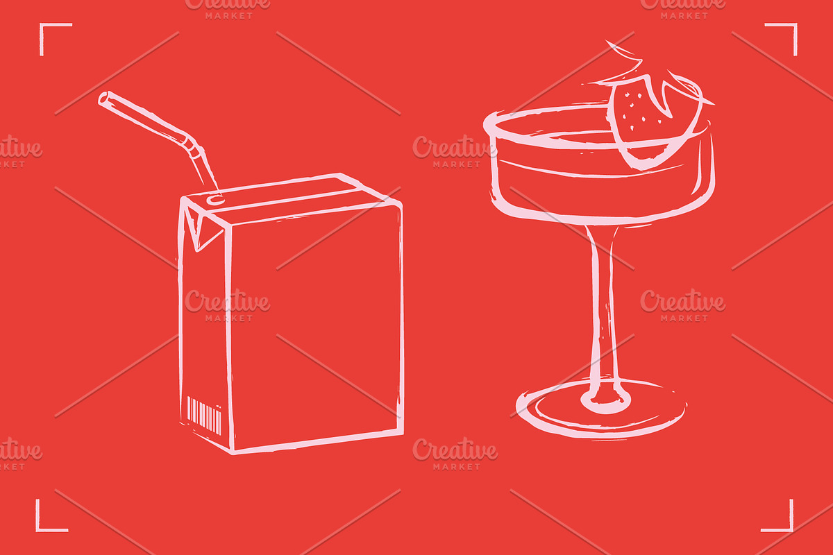 DRINKS LINE ART SET (12 ELEMENTS), a Food Illustration by Bonfloret Studio (Photo 4 of 6)