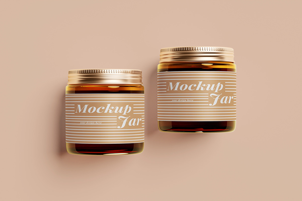 Metallic Cap Transparent Jar Mockups, a Cups & Container Mockup by Pikachudesign (Photo 3 of 5)
