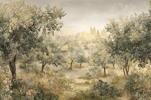 Mediterranean Olive Grove Wallpaper, a Decorative Illustration by Virgo Studio