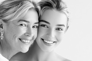 Mother and adult daughter smiling together, showing family love,, a Photo by Studio ANNA