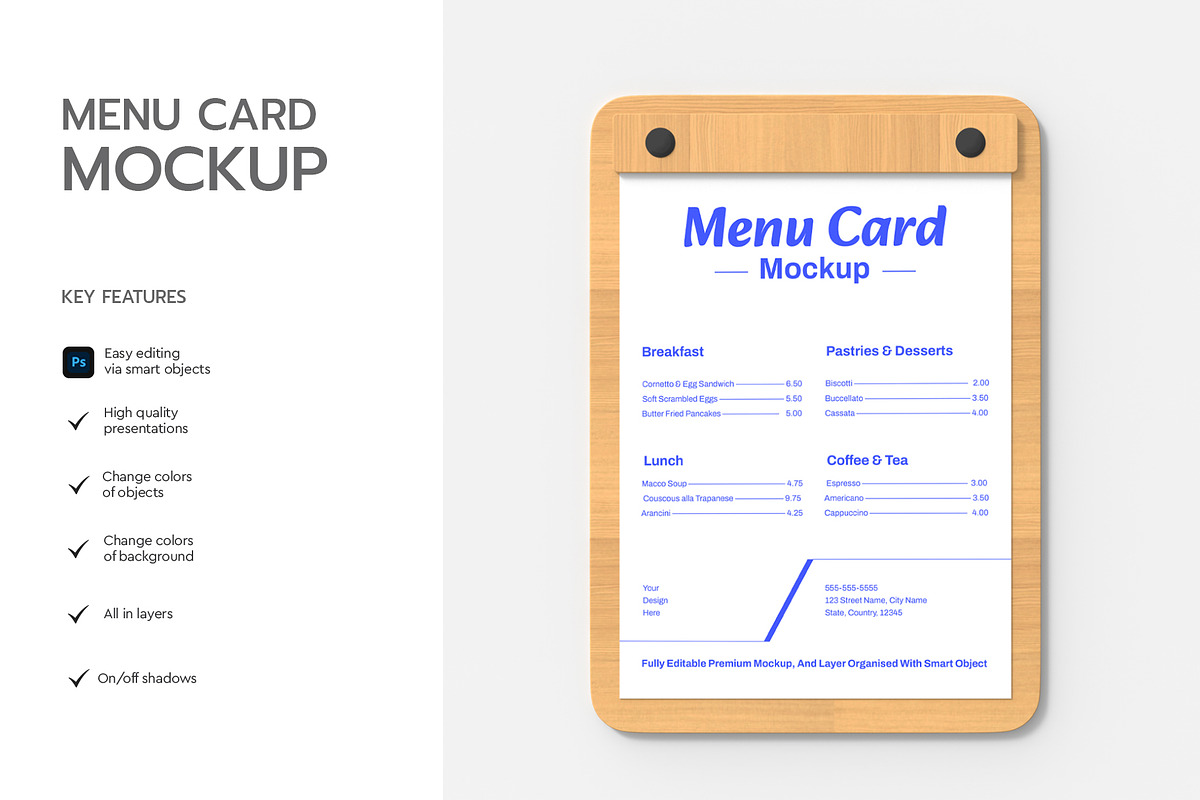 Food Menu Card Mockup Design, a Product Mockup by graphypix (Photo 2 of 4)