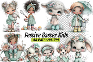 Festive Easter Kids Tshirt Clipart, an Illustration by one-touch