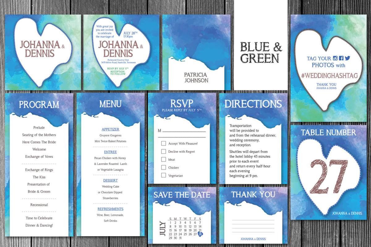 Wedding Watercolor Invitation 6 Var, an Invitation Template by Elegrad Design Agency (Photo 7 of 12)