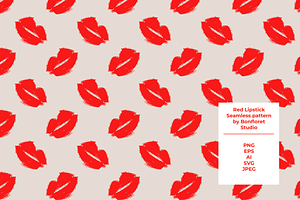 Red Lipstick Seamless Pattern
