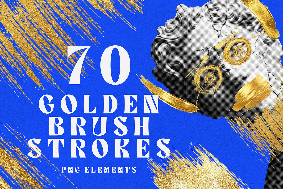 70 Golden Brush Stroke Elements, an Object Graphic by smishura (Photo 1 of 7)