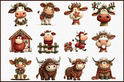 Rustic Christmas Cute Cows Clipart, an Illustration by Sublimation Artist (Thumbnail 3 of 6)