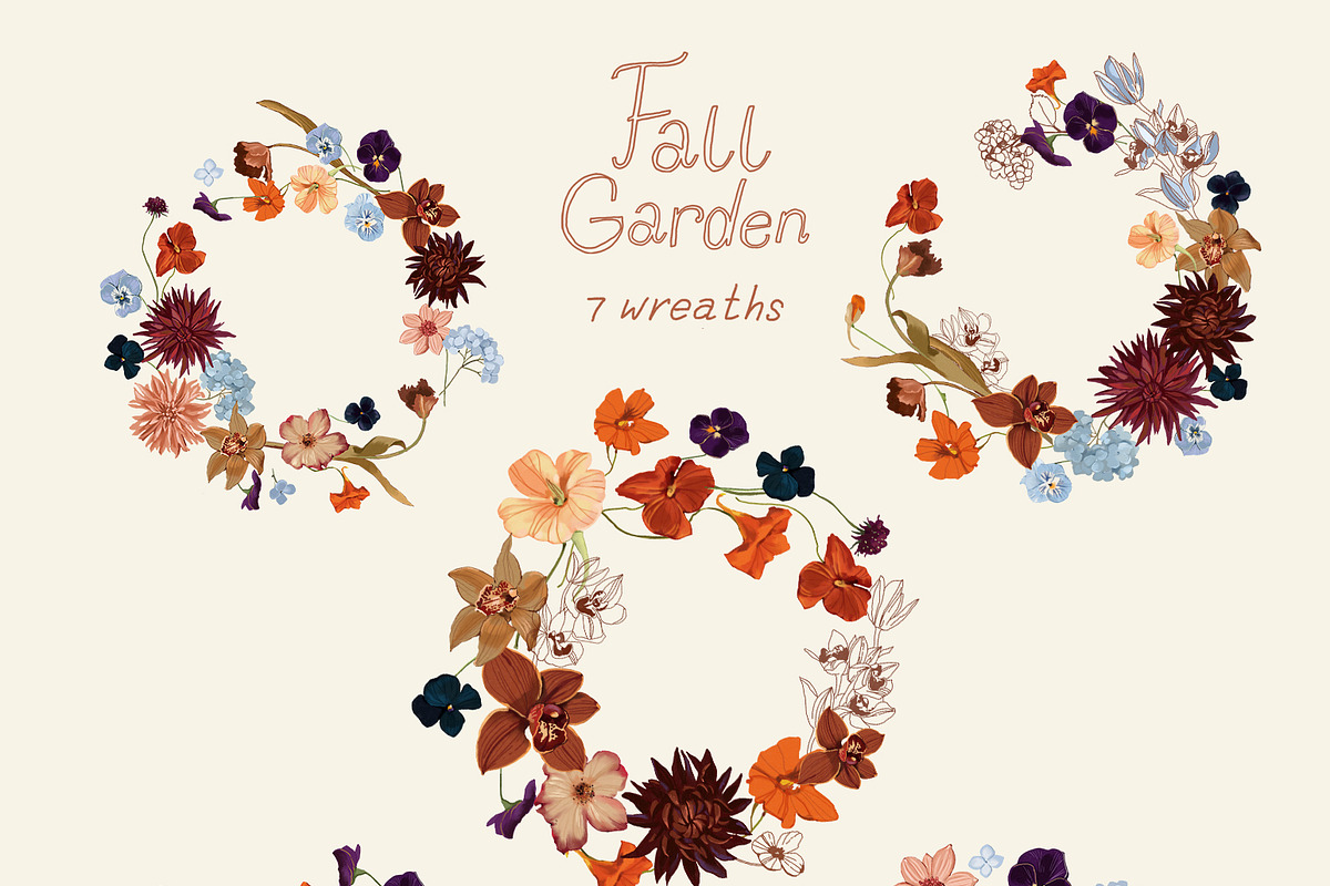 Fall Flowers PNG Illustrations, a Decorative Illustration by whiteheartdesign (Photo 7 of 16)
