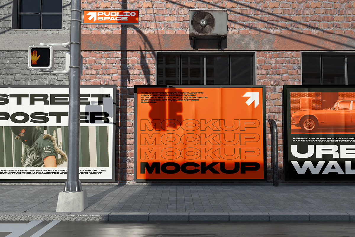 Street Poster Mockup, an Advertising Mockup by Unerispace (Photo 2 of 4)
