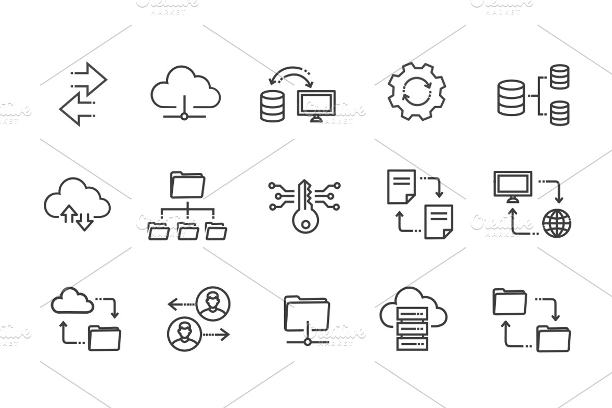 Data Exchange icons, an Outline Icon by Tettygreen (Photo 2 of 2)