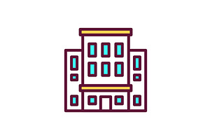 Apartment building color line icon, a Work Illustration by Backwoods_studio