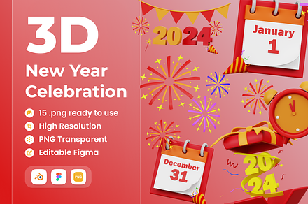 Happy New Year 3D Illustration