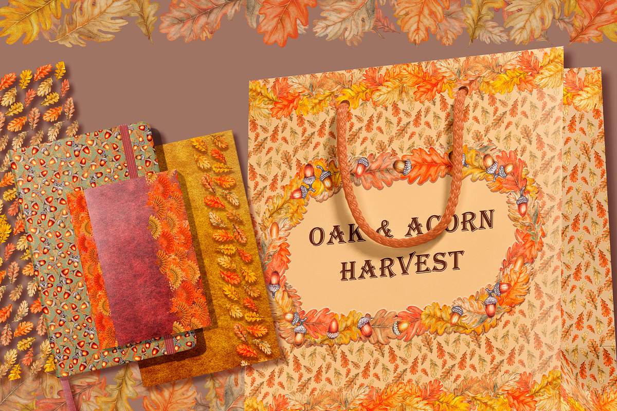 Oak&Acorn Harvest watercolor clipart, a Decorative Illustration by EL_SUHOVA (Photo 9 of 14)
