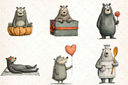 Quirky Funny Bear Clipart, an Illustration by DreamCafeArt (Thumbnail 6 of 7)