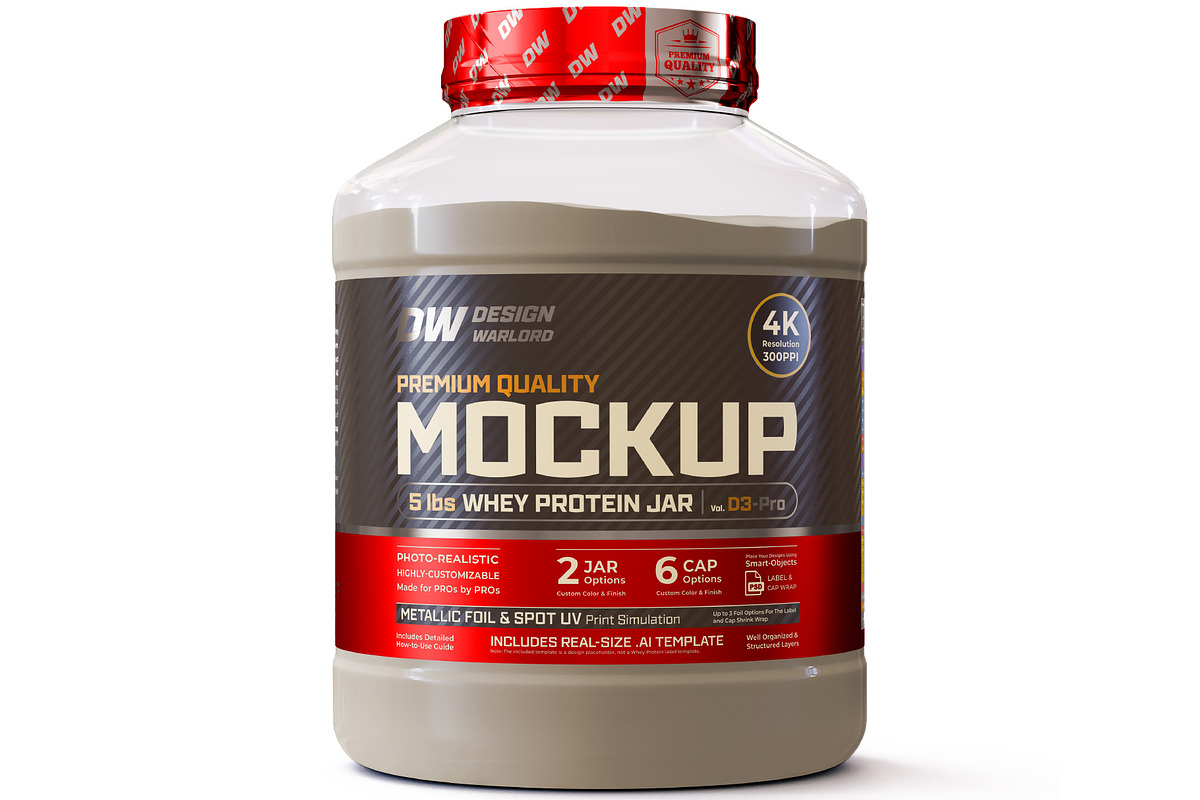 5lb Whey Protein Jar Mockup D3-Pro, a Packaging Mockup by Design Warlord (Photo 1 of 16)