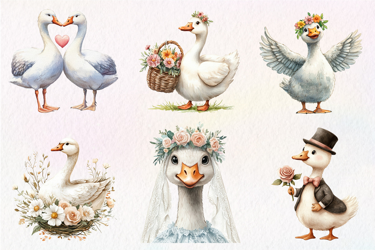 Wedding Goose Clipart, an Illustration by CreationArt (Photo 7 of 9)