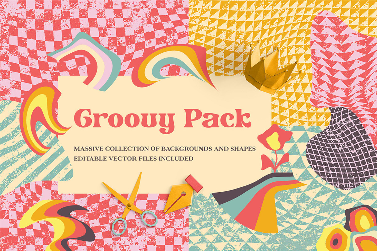 Groovy Pack - Backgrounds and Shapes, a Background Graphic by Pulpixel Design (Photo 1 of 15)
