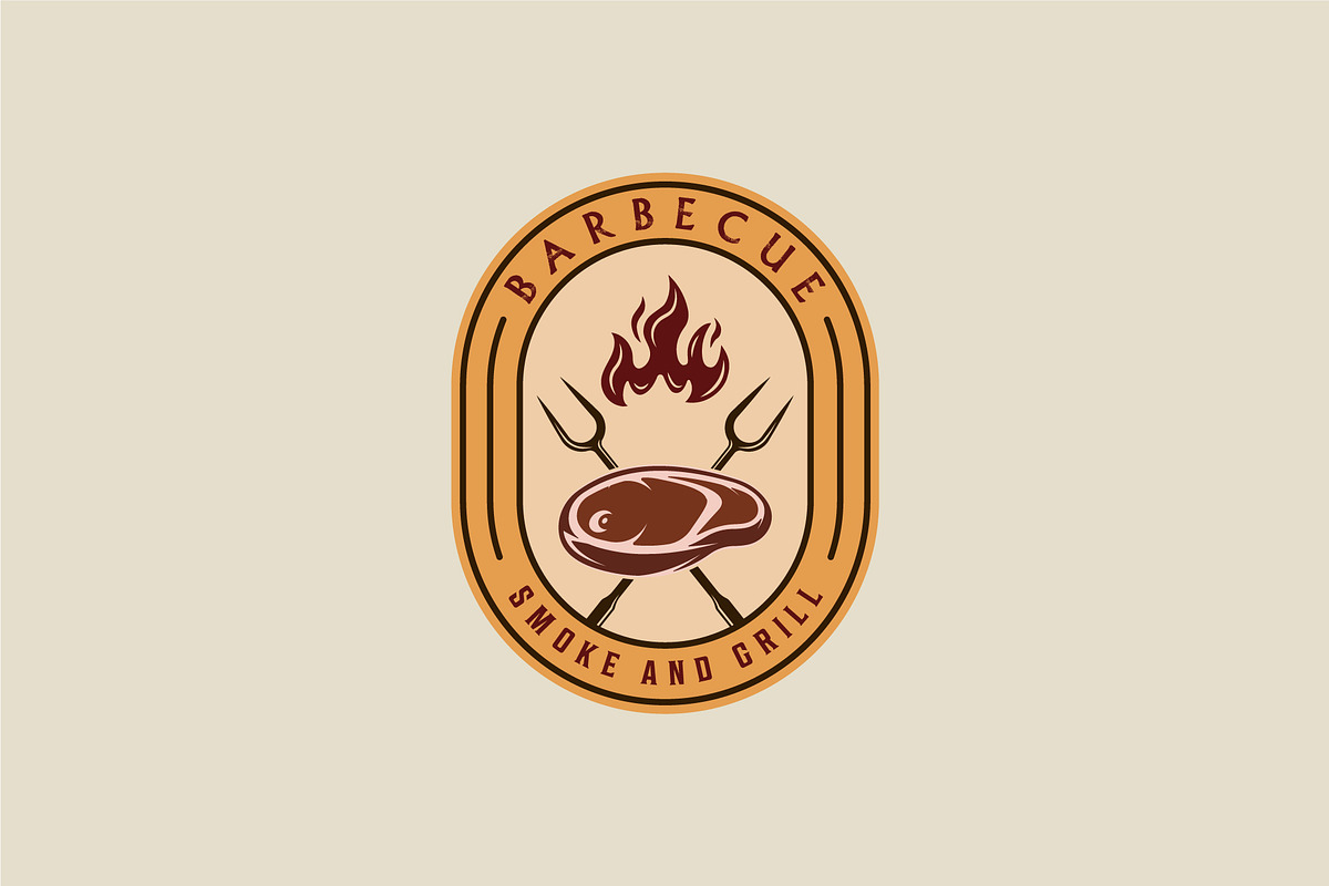 barbecue steak logo emblem vector, a Branding & Logo Template by zyxroun shop