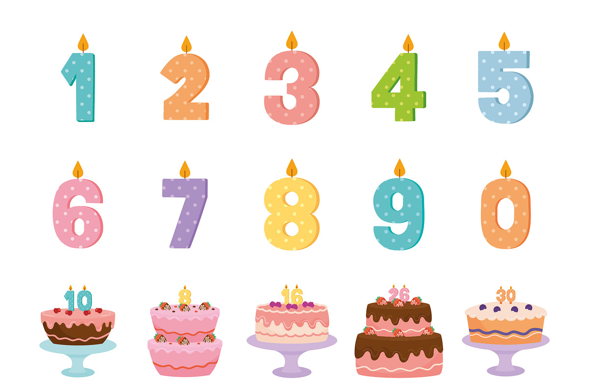 Birthday Candle Cakes Set, a Templates & Theme by studiogstock