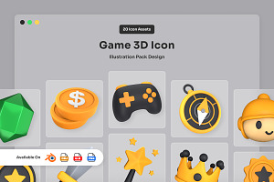 Playful 3D Game Icon Pack, a Technology Illustration by twinstd
