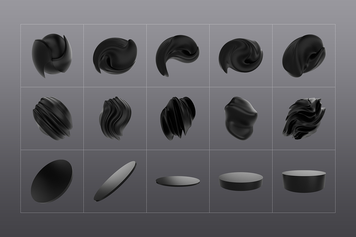 3D Black Shapes - 120 illustrations, an Object Graphic by assetpro.design (Photo 10 of 15)