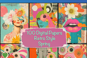 Retro Style Spring Digital Papers