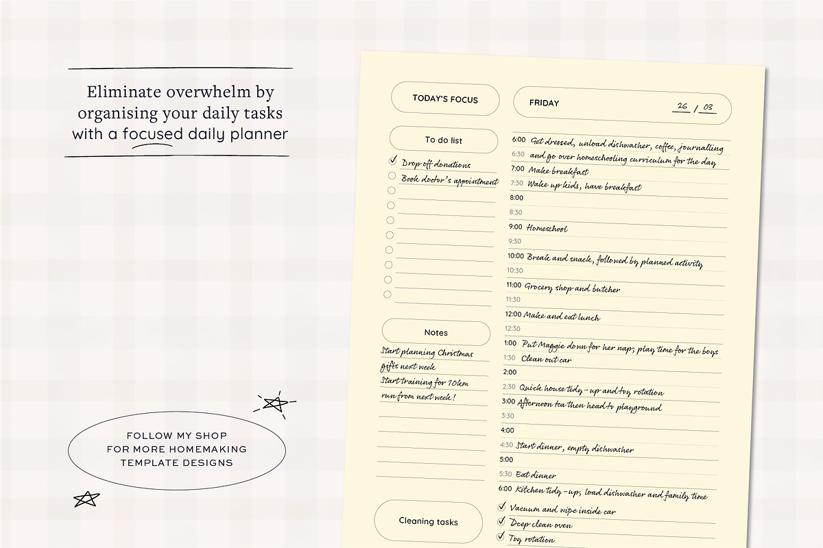 Essential Daily Home School Planner, a Stationery Template by Kin Design (Photo 5 of 5)