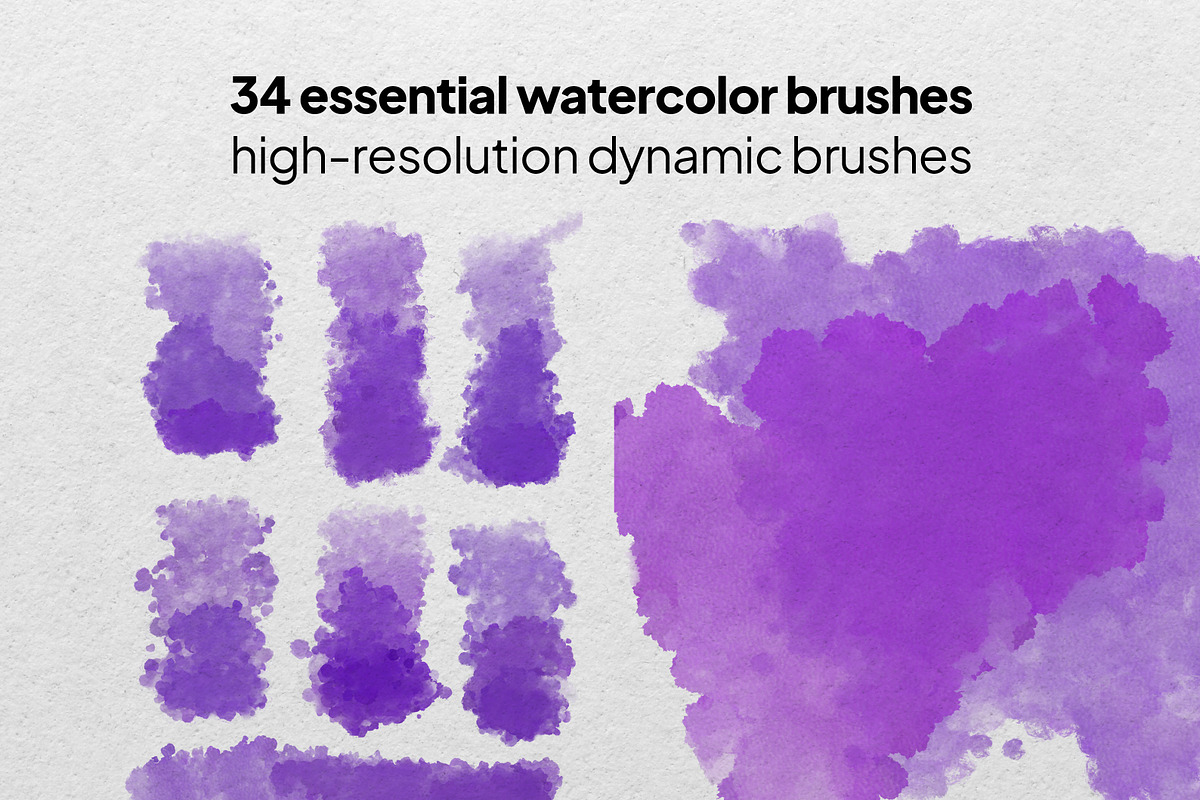 Procreate watercolor bundle, a Brush Add-On by Endete & Mazak brushes (Photo 4 of 10)
