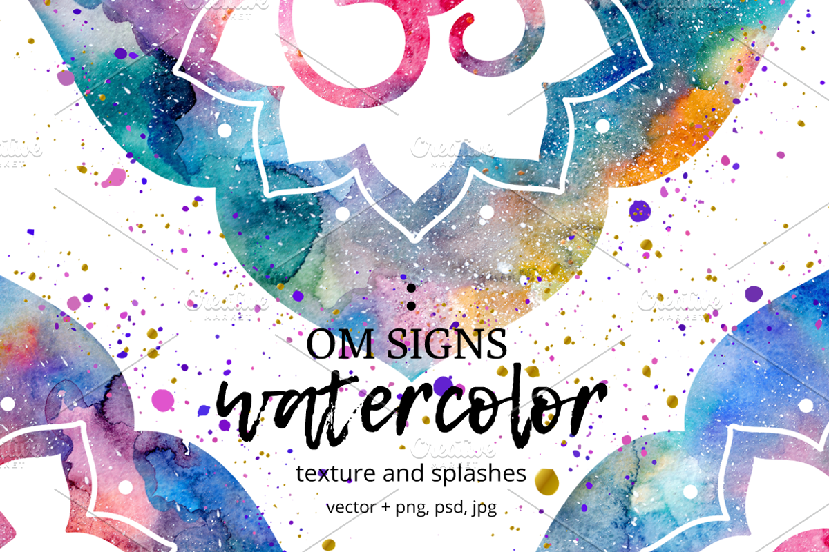 Watercolor Om Signs, a Decorative Illustration by Marina Demidova (Photo 1 of 2)
