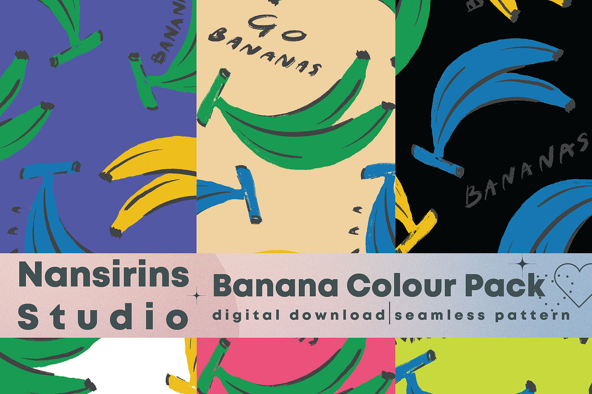 Banana fruit Seamless Pattern Set, a Pattern Graphic by Nansirins Studio (Photo 1 of 9)