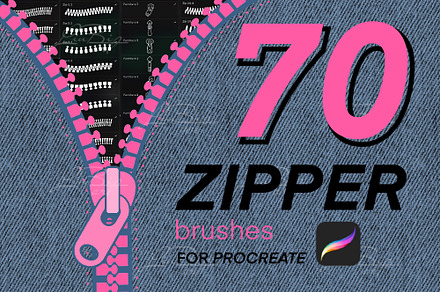 70 Procreate Zipper Brushes Stamps, a Brush Add-On by LiuBi Art