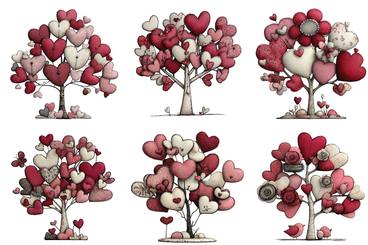 Quirky Valentine Day Tree Clipart, an Illustration by CraftArtStudio (Photo 2 of 6)