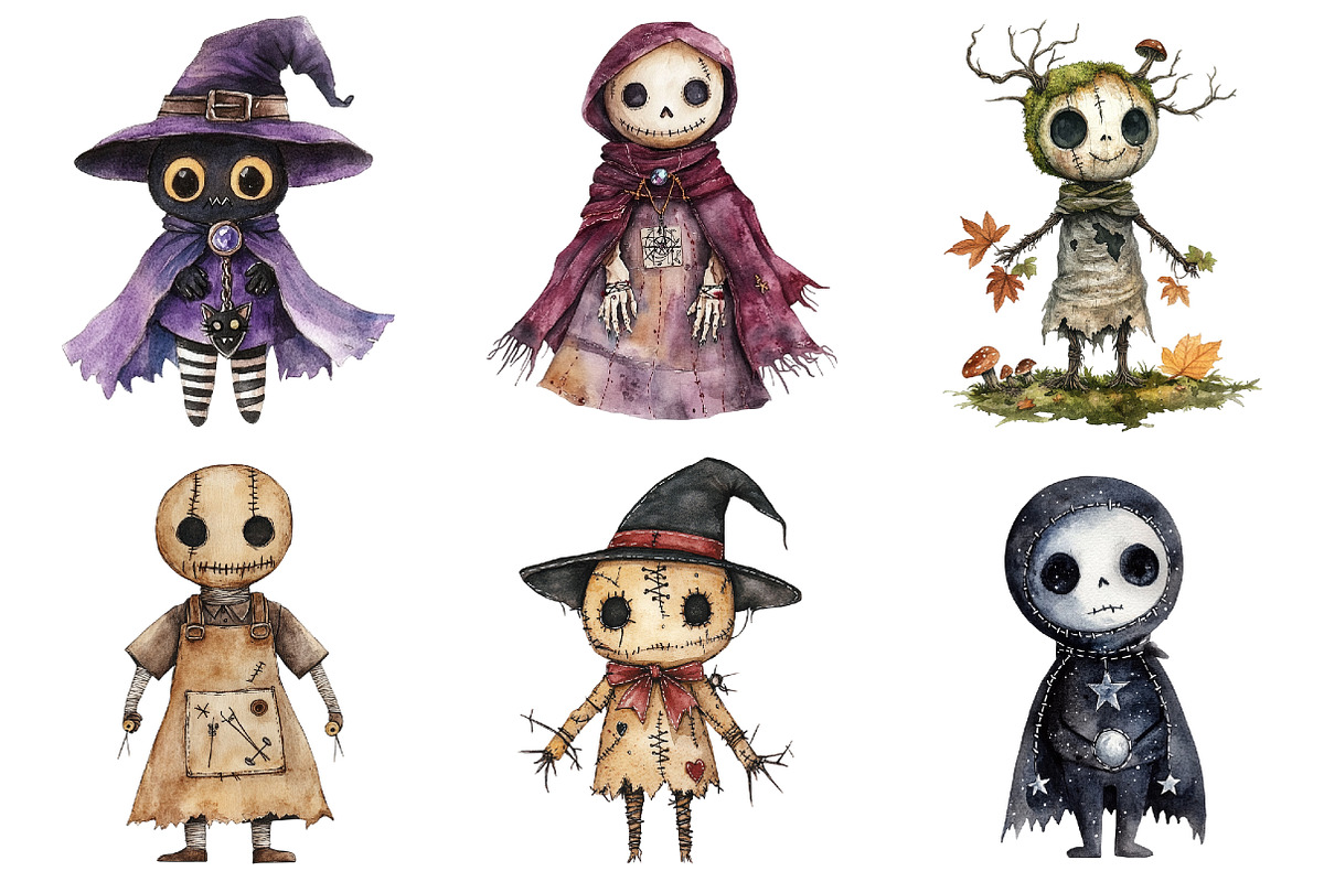 Halloween Gothic Voodoo Doll Clipart, a Seasonal Illustration by CitraGraphics (Photo 5 of 7)