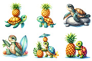 Watercolor Summer Turtle Clipart, a Seasonal Illustration by DreamArtGraphic (Thumbnail 2 of 4)