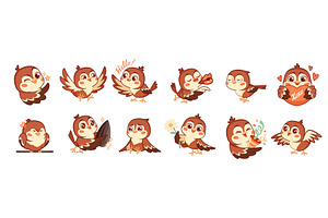 Cute cartoon sparrow character, an Object Illustration by YummyBuum