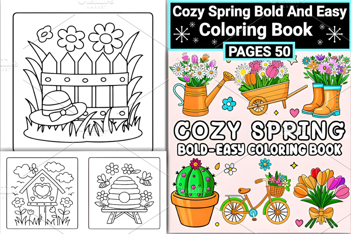 Bold and Easy Spring Coloring Book, a Decorative Illustration by Coco Bloom (Photo 2 of 3)
