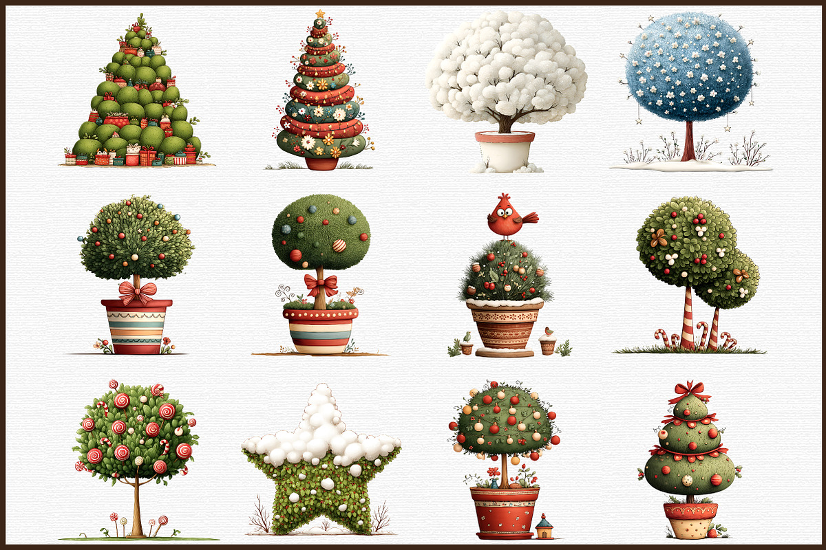 Whimsical Christmas Topiary Trees, an Illustration by Sublimation Artist (Photo 3 of 6)