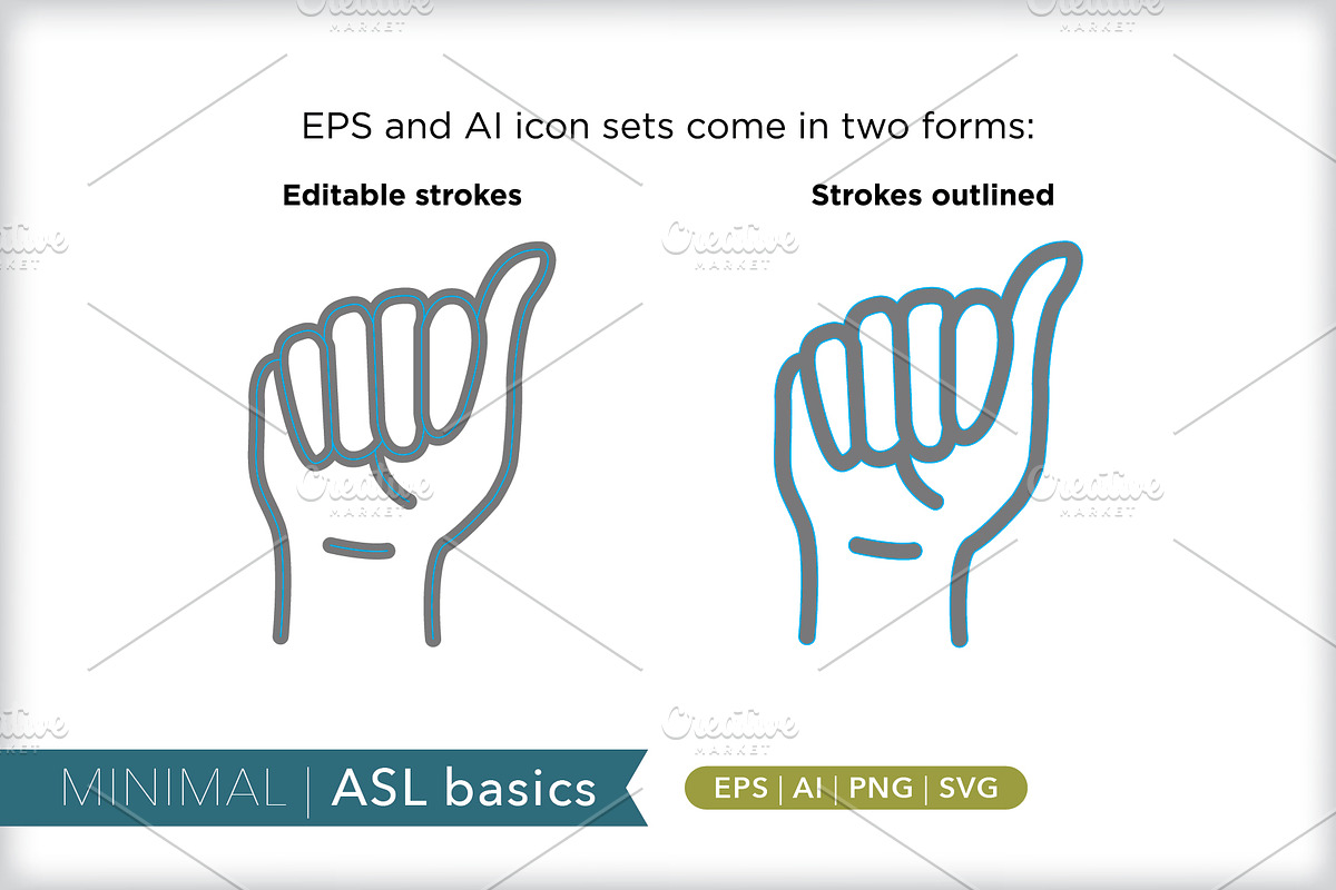 American sign language (ASL) basics, an Outline Icon by Picture Window (Photo 3 of 5)