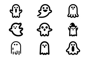 Whimsical Ghost Vector Set, an Icon by Vectorium Studio