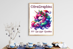 Christmas Cute Unicorn Clipart