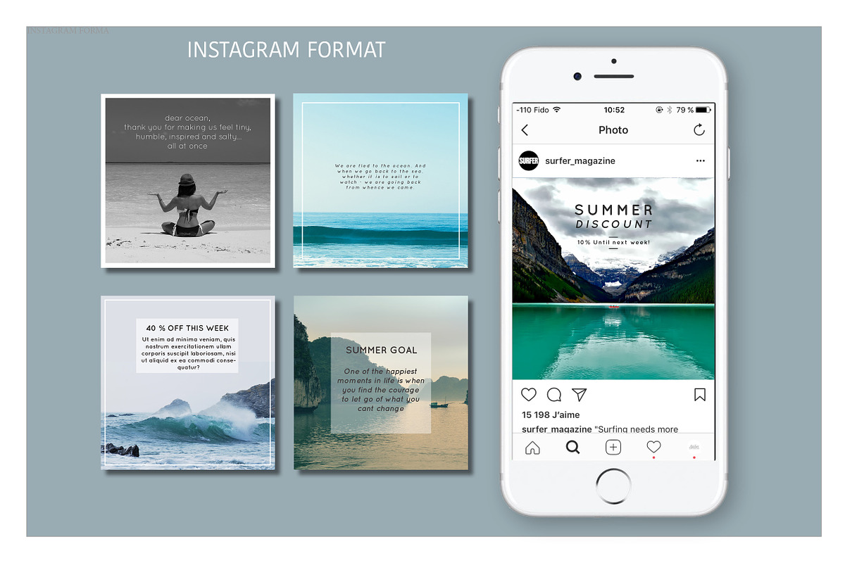 INSTAGRAM TEMPLATE PACK : OCEAN, a Social Media Template by AtelierCartouche (Photo 2 of 3)