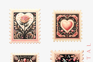 Valentine's Day Retro Stamp Clipart